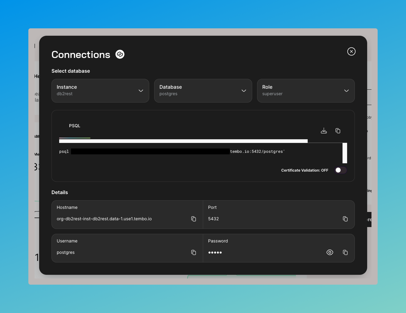 Connection details Connection details