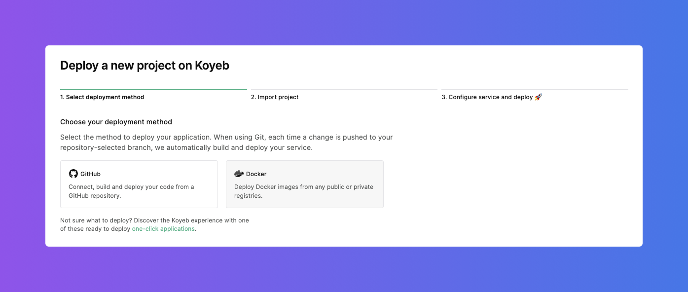 Deploy a new project Deploy a new project